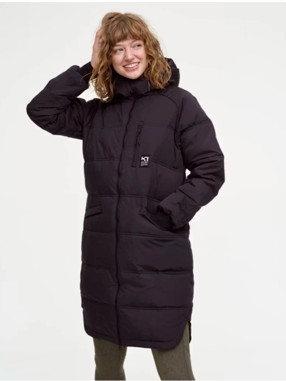 Kari Traa Rongve Down-Filled Long Length Quilted Black Hooded Parka Size Small